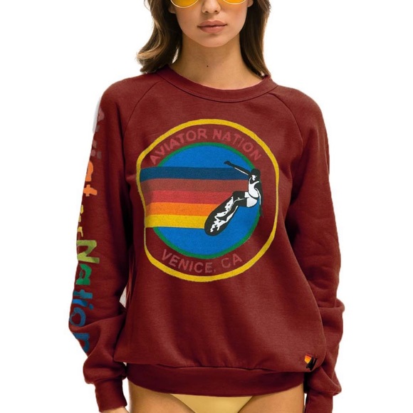 Aviator Nation Tops - New with Tag Aviator Nation Venice Logo Sweatshirt in Size Medium Claret